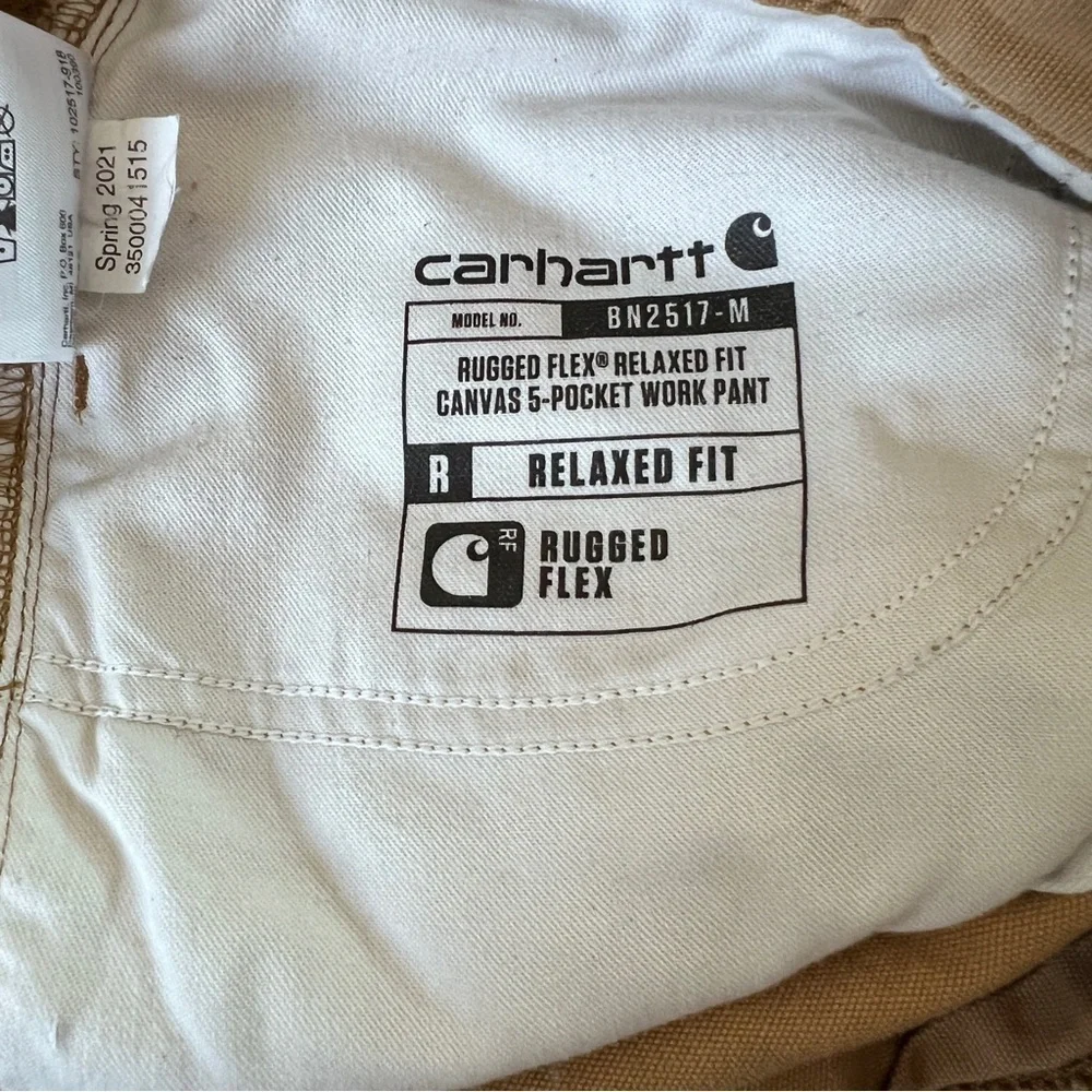 CARHARTT Rugged Flex Relaxed Fit Canvas 5-Pocket Work Pants Tan Brown 44 x 32
